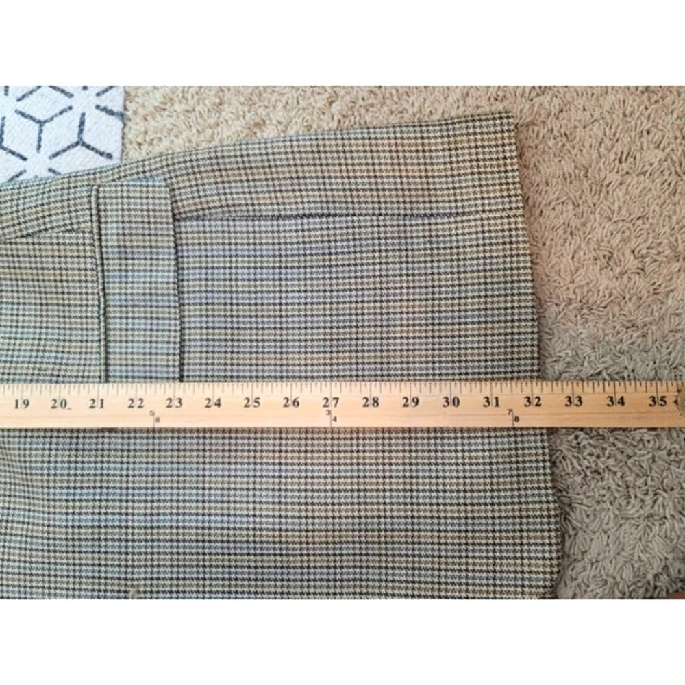 CHAPS 100% Silk Houndstooth Plaid 2 Button Sport Coat Jacket Blazer, sz 46 L